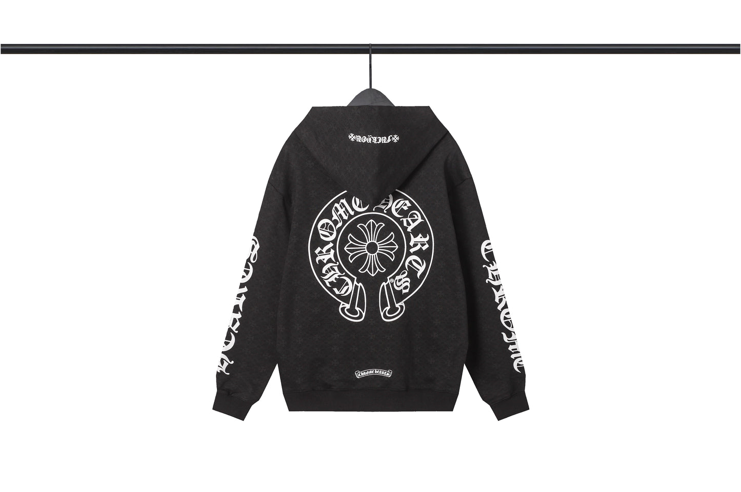 Chrome Hearts Plus Cross Allover Print Horseshoe Logo Hoodie