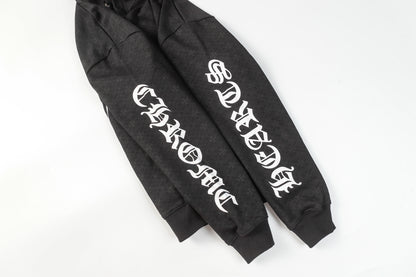 Chrome Hearts Plus Cross Allover Print Horseshoe Logo Hoodie