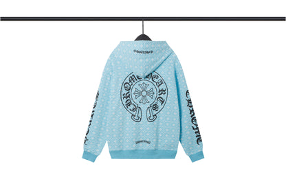 Chrome Hearts Plus Cross Allover Print Horseshoe Logo Hoodie